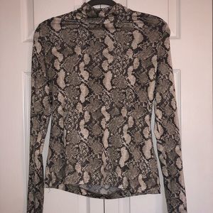 H&M Snakeskin Mock Neck Long Sleeve